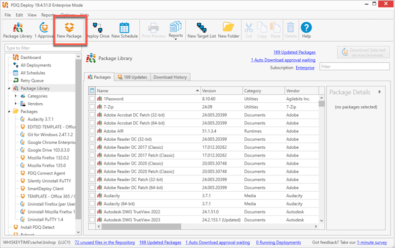 New Package dialog