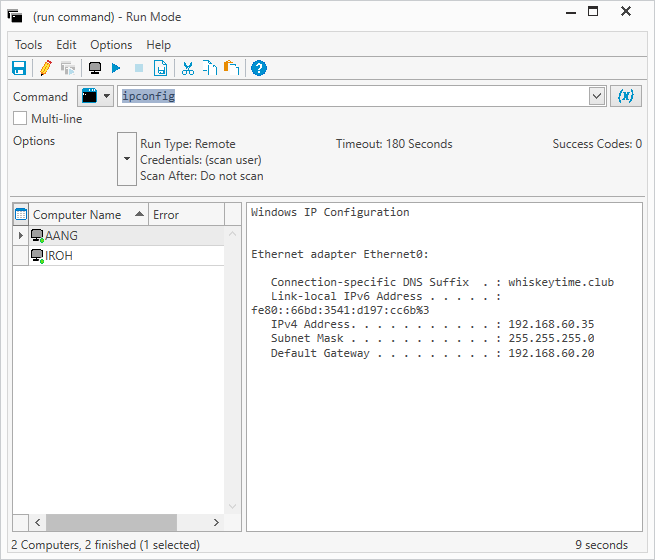 The command window displays the results form the executed command.