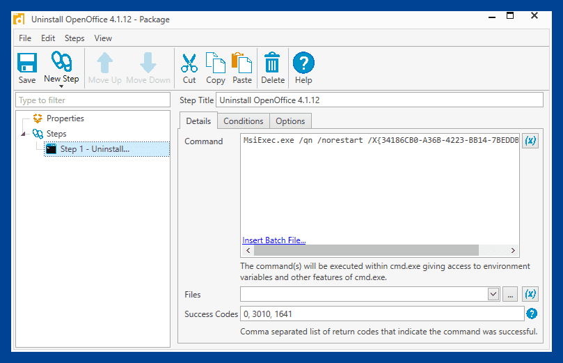 Screenshot showing the above instructions in PDQ Deploy.
