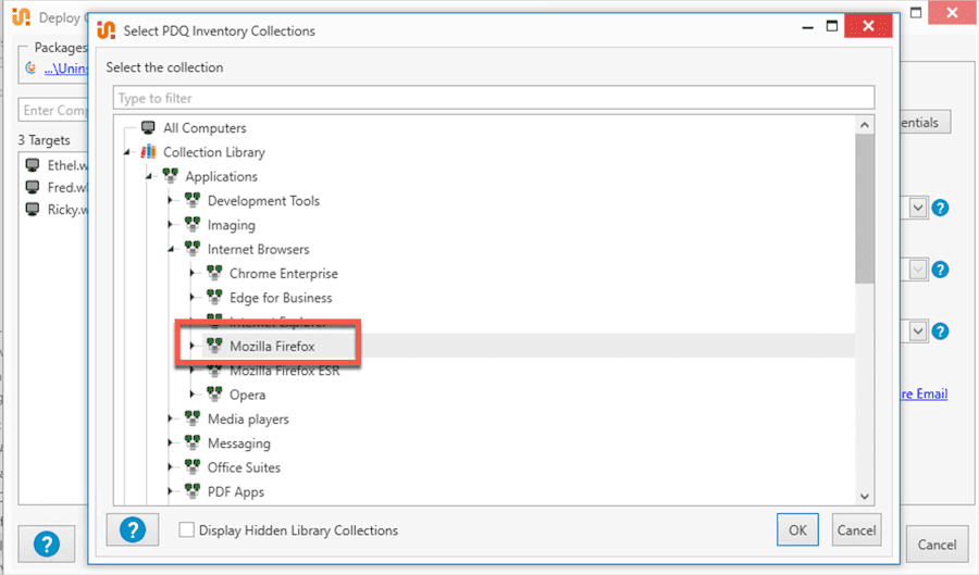A screenshot showing how to find devices in PDQ Deploy