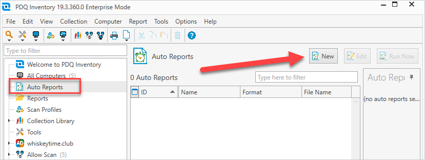 Creating a new auto report schedule
