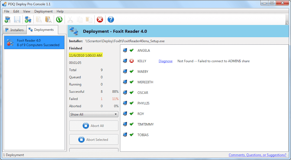 Scheduled Deployment Status