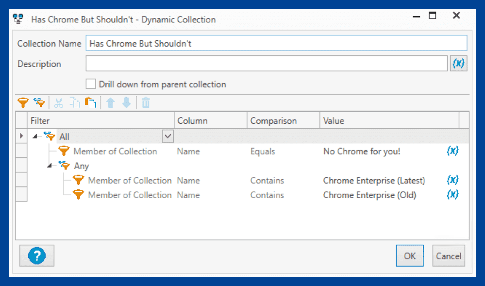 Has Chrome but shouldn't collection filters.
