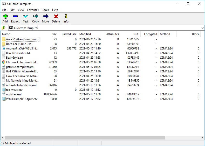 Screenshot of the 7-Zip interface.