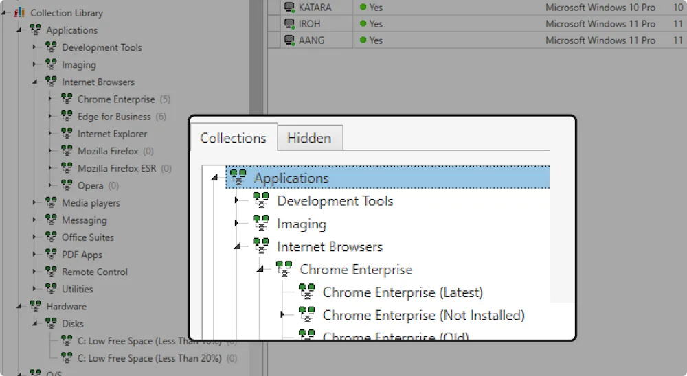 pdq inventory ui of collection library
