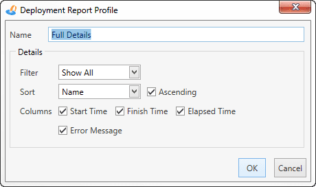 deployment report profile details filter