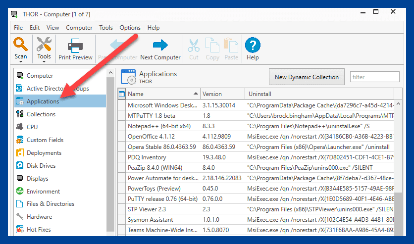 Screenshot showing the above instructions in PDQ Inventory.