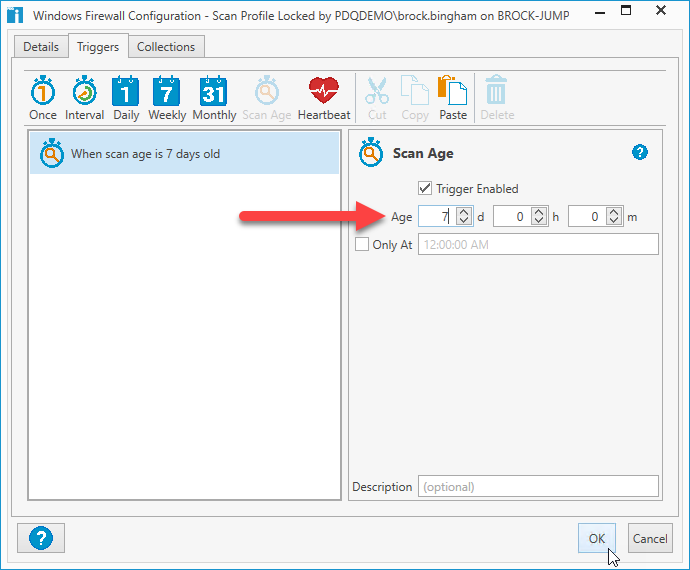 Change the scan age to 7 days and click OK