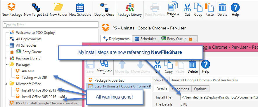 PDQ Deploy after updating FileName