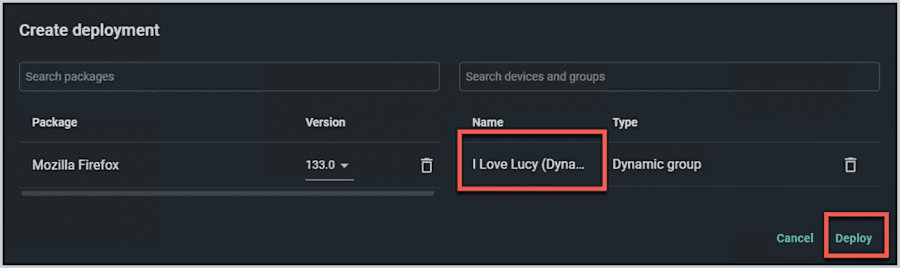 Deploy package in PDQ Connect