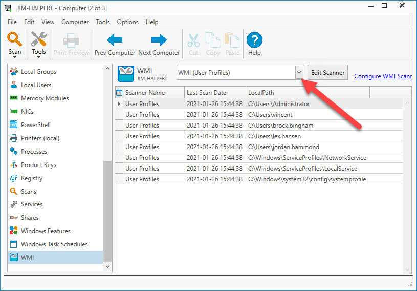 right-click on the PCI collection and select Scan Collection > User Profiles