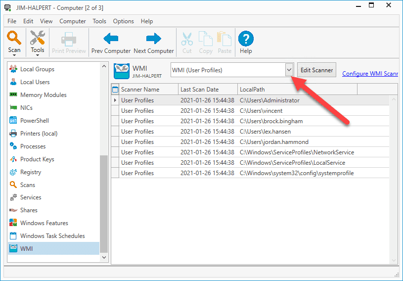 right-click on the PCI collection and select Scan Collection > User Profiles