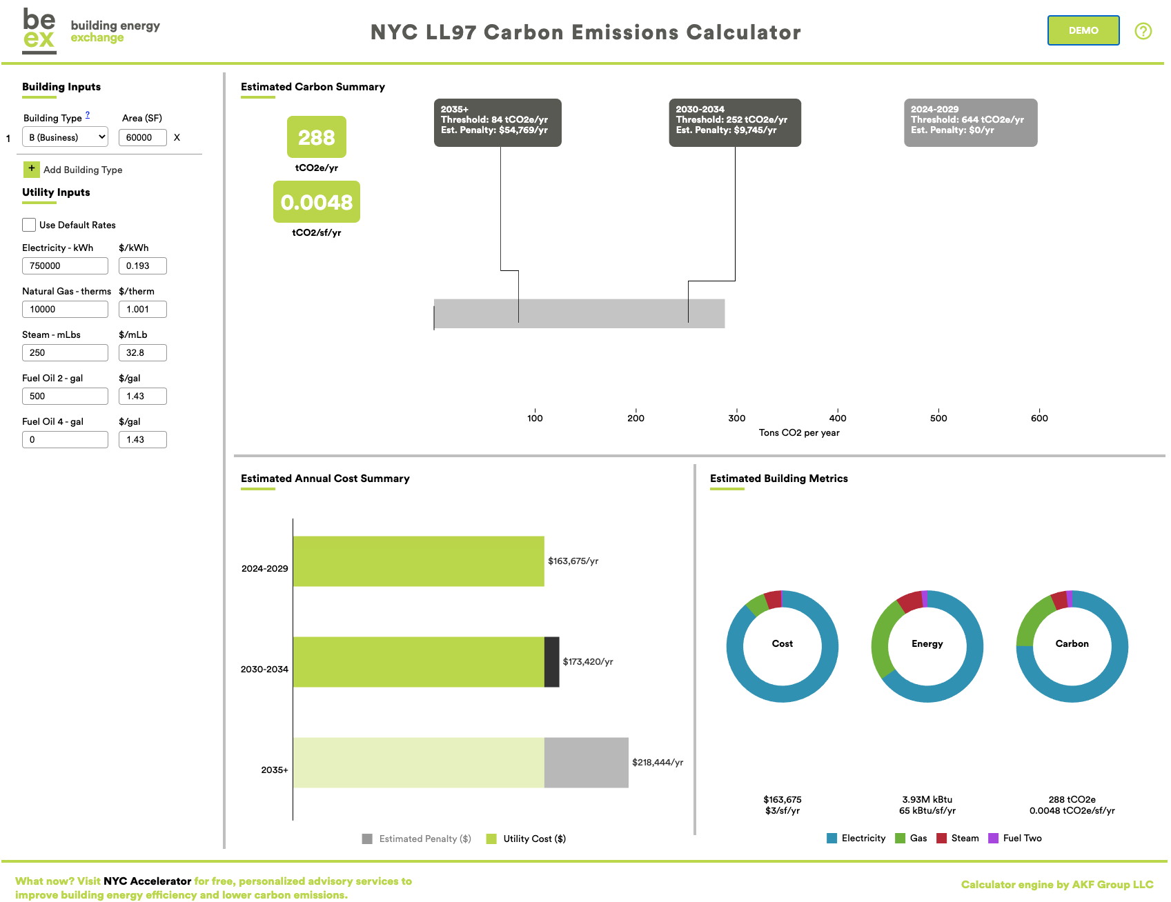 LL97 Example Building Emissions and Tax Calculation