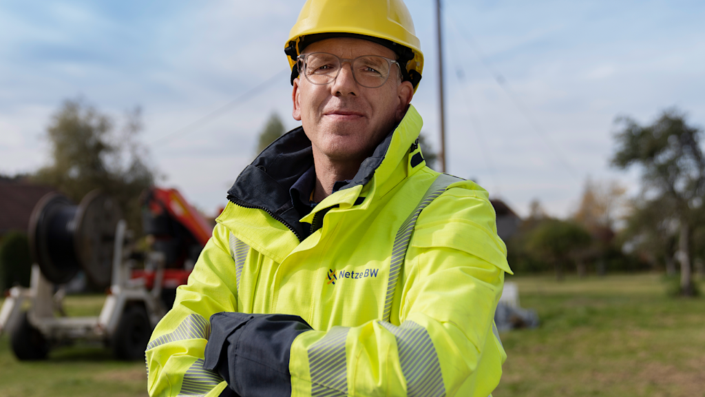 Netze BW Mitarbeiter im Einsatz.