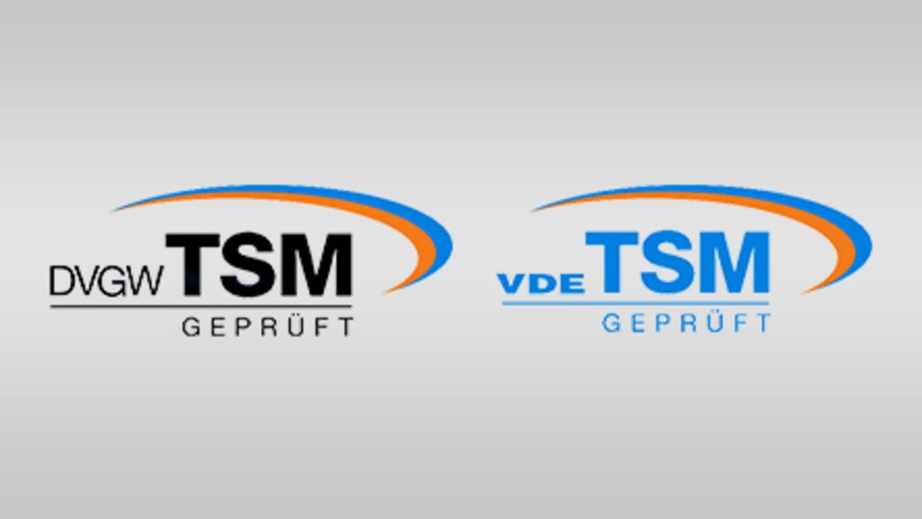 Logos: DVGW und VDE TSM geprüft.
