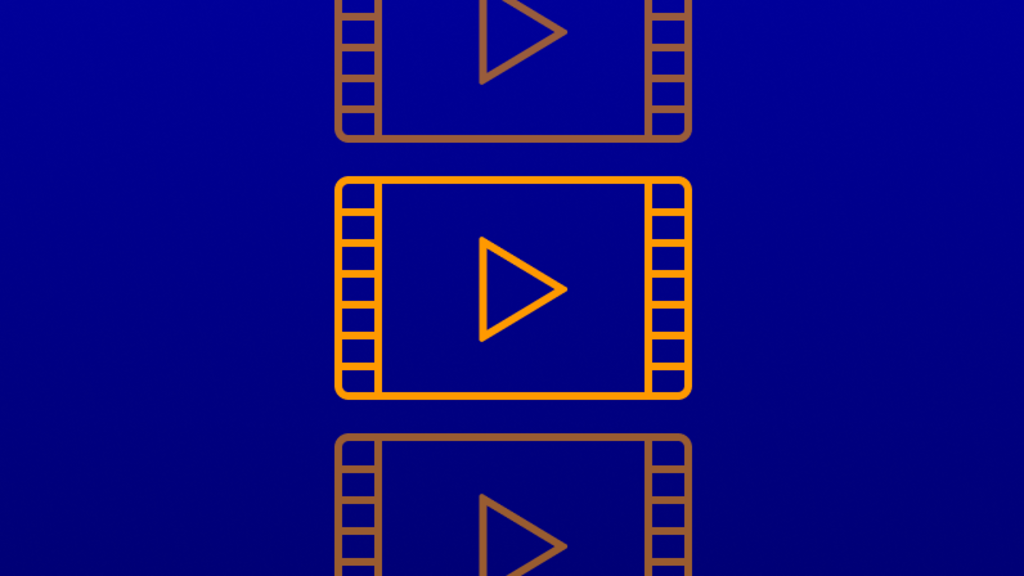 Grafik von drei Filmstreifen mit Play-Symbol.