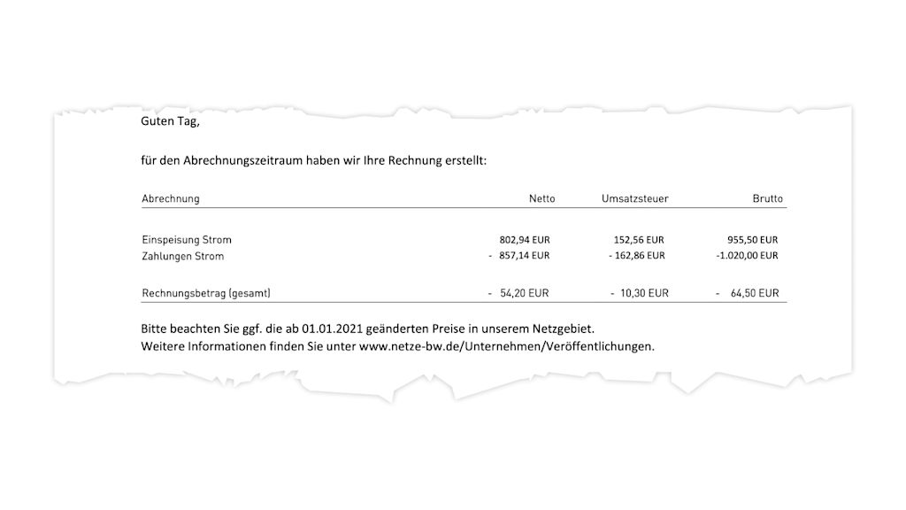 Stromrechnung mit detaillierter Aufschlüsselung.