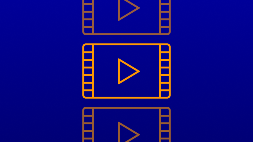 Grafik: Drei Filmstreifen mit Play-Symbol.