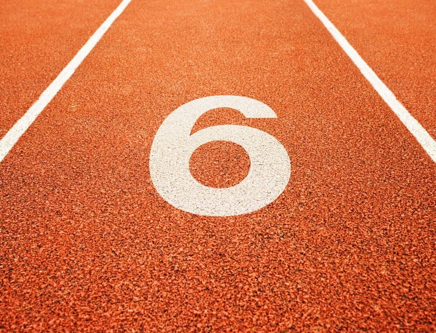 Running lane with number six