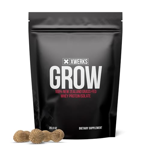 Xwerks Grow 100% New Zealand Grass-Fed Whey Protein - 23g of Pure Isolate Protein Powder (30 Servings) All-Natural, Paleo & Keto-Friendly, Soy & Gluten-Free, and Easy to Digest (Peanut Butter)