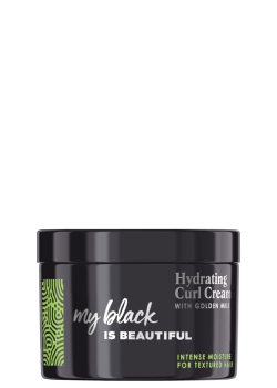 My Black is Beautiful Golden Milk Hydrating Curl Cream with Pattern in the Background