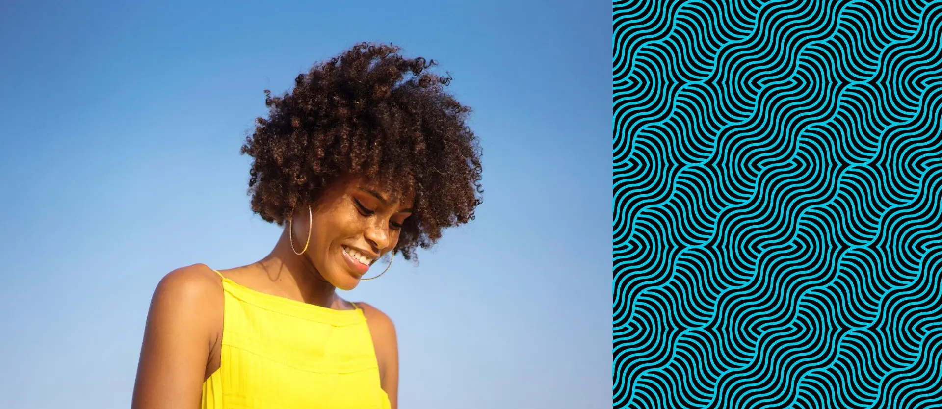 Woman smiling with curly hair style