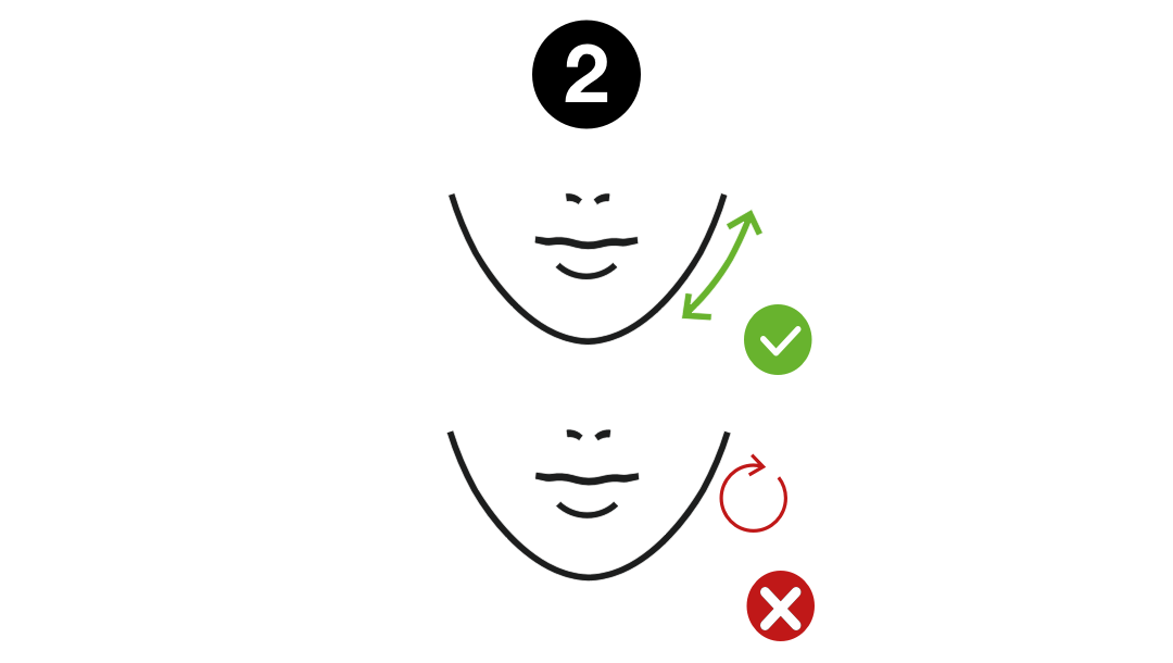 Op- en neergaande bewegingen (geen cirkelvormige bewegingen)