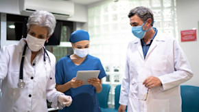 Multigenerational work team in clinic