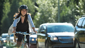 Female bike commuter