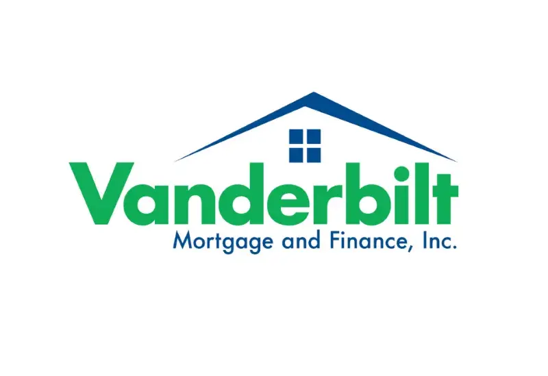  Vanderbilt Mortgage and Finance Inc. company logo. Logo is green and navy with a roof and window design. 