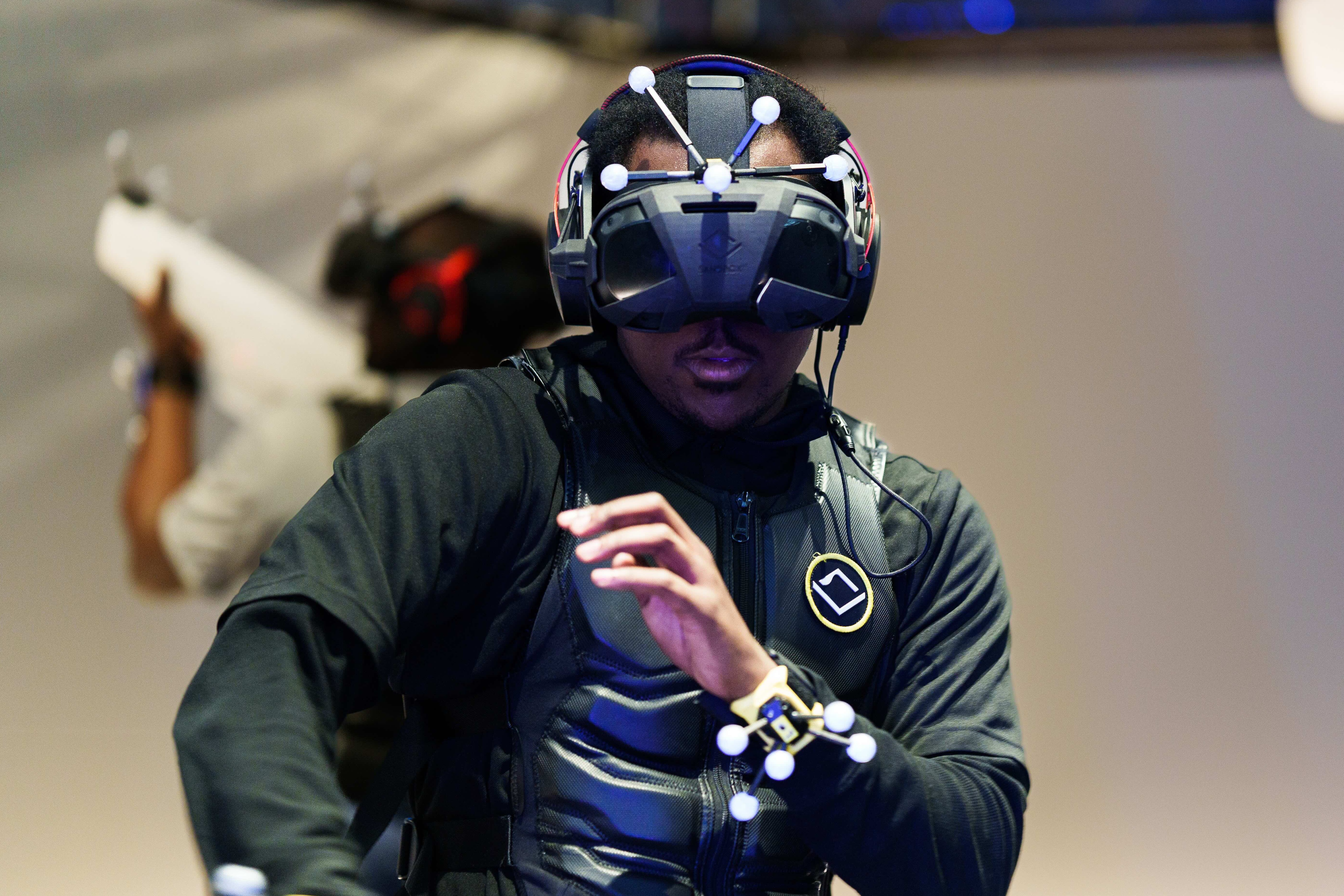 Player immersed in VR experience