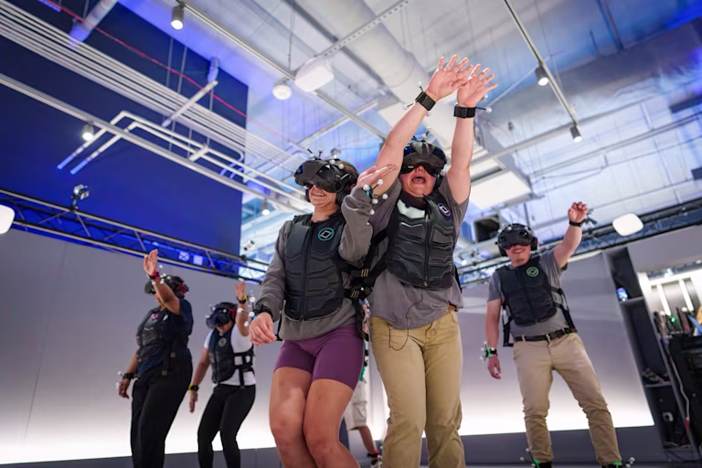 Friends competing in VR