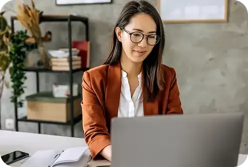 Woman using a laptop computer