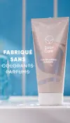 Texte indiquant que l'exfoliant lissant pour la peau Satin Care est fabriqué sans parabènes, colorants, parfums ni silicones