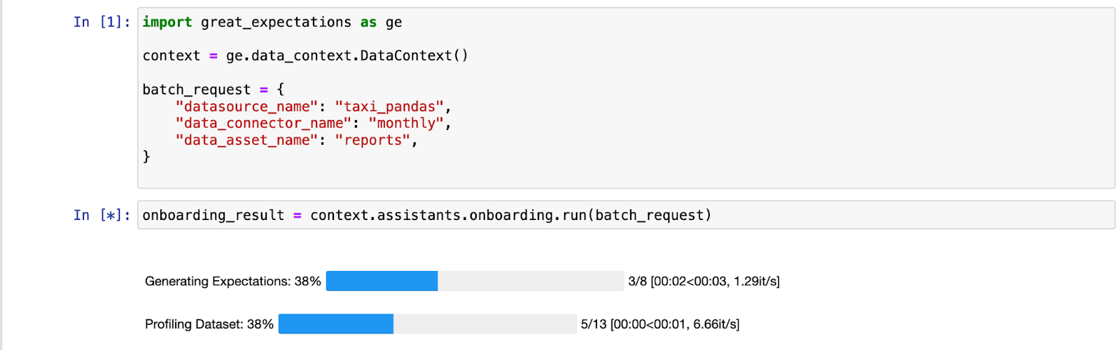 A screengrab from the Great Expectations platform shows a Data Assistant generating Expectations.