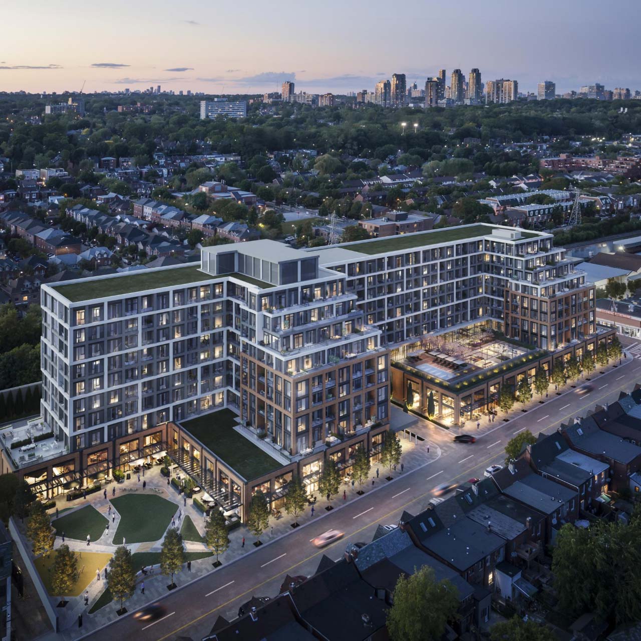 Aerial view of The Dupont Condo at Dupont & West of Shaw