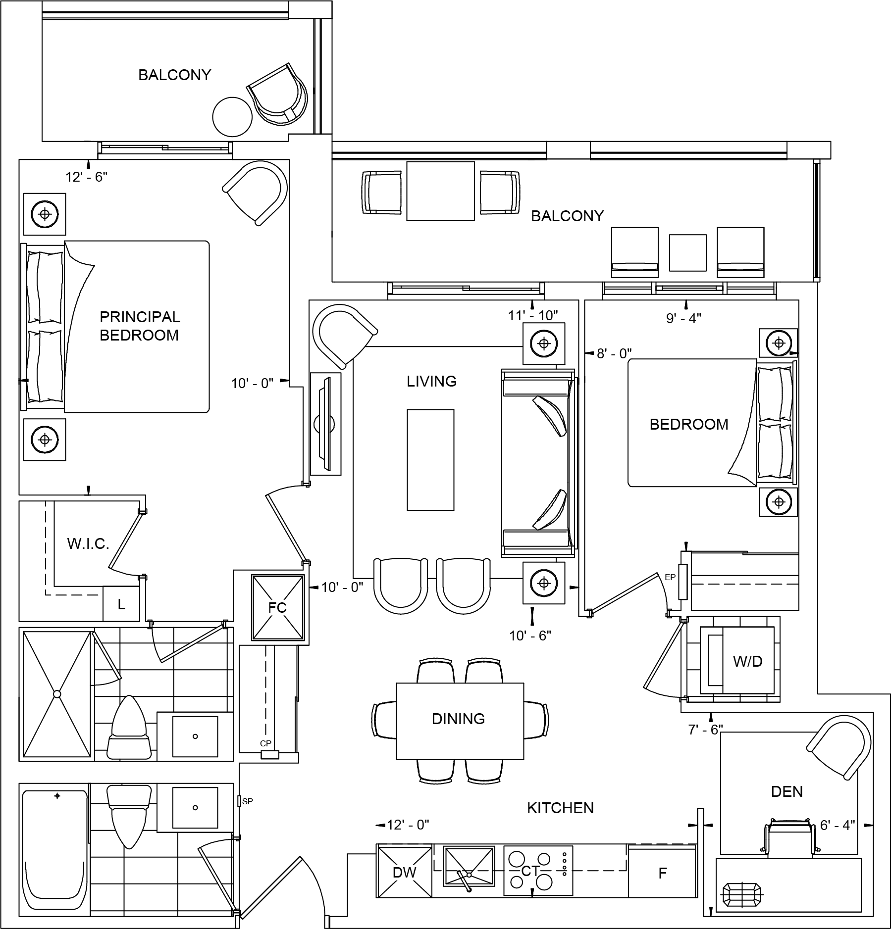 The Dupont Condo Suite 2U+D Floorplan