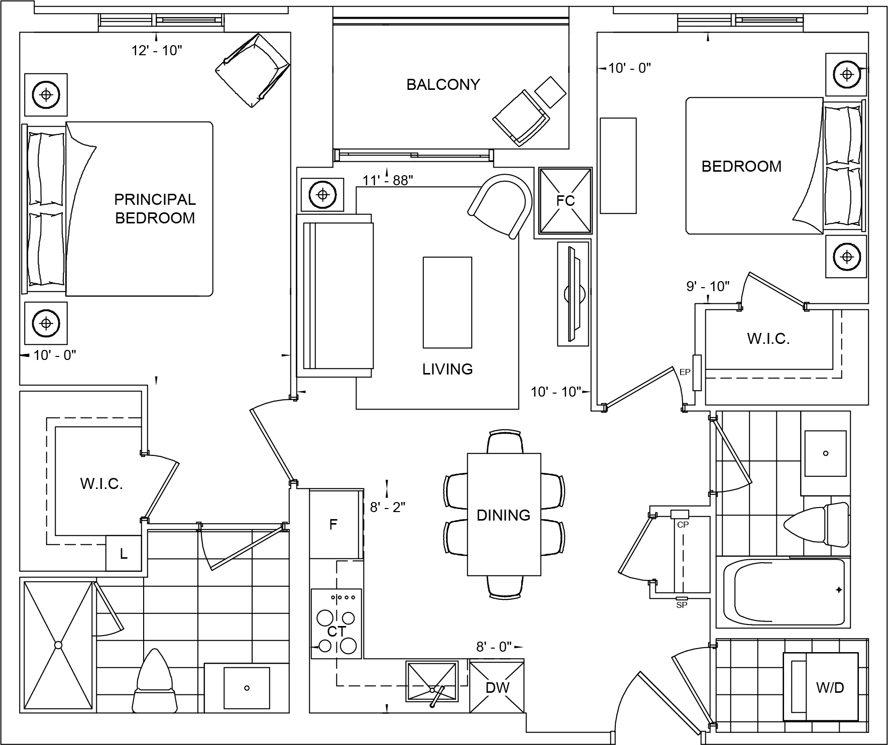 The Dupont Condo Suite 2E Floorplan