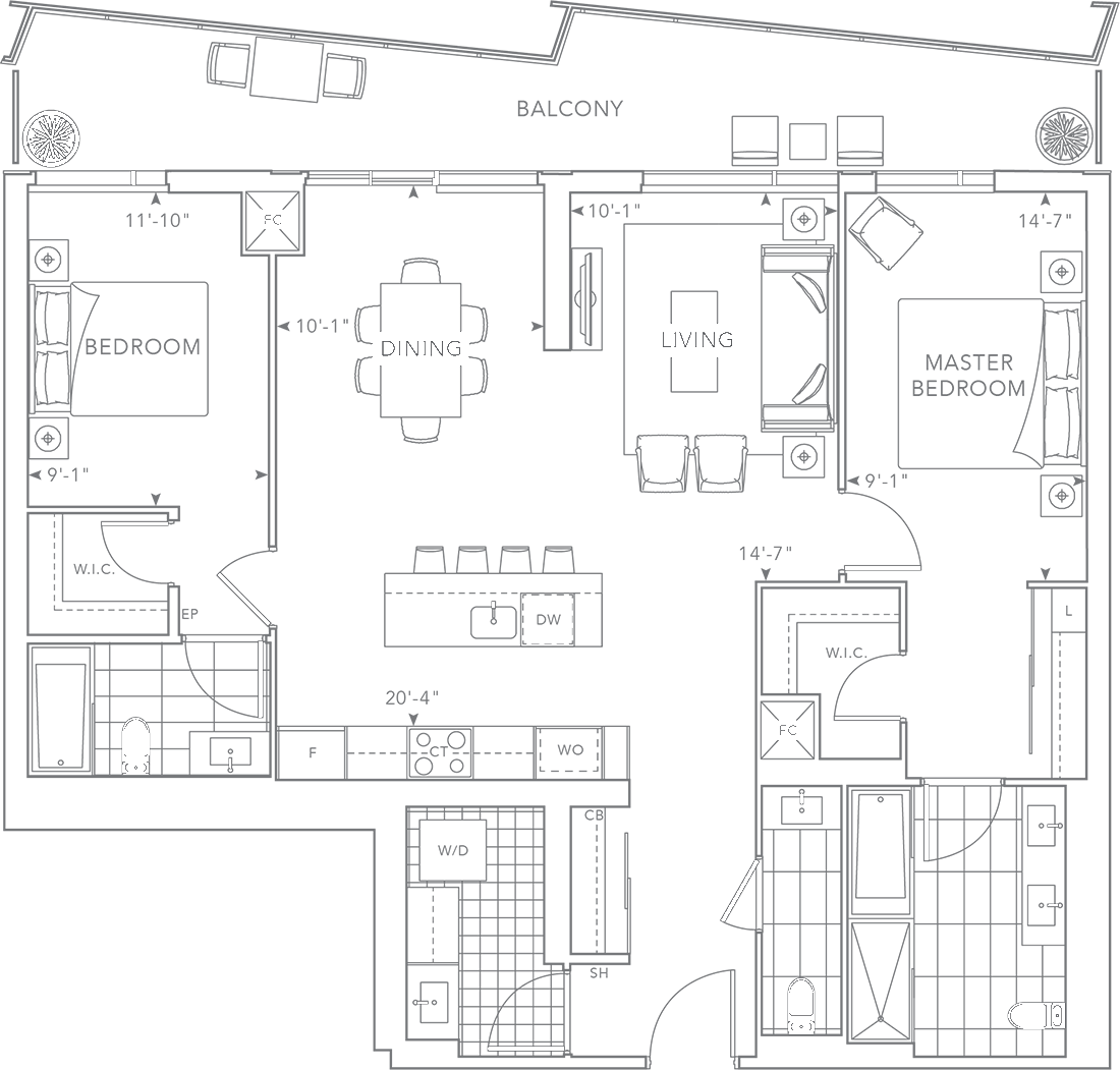 The Well Condo Suite Classic - 2K Floorplan1
