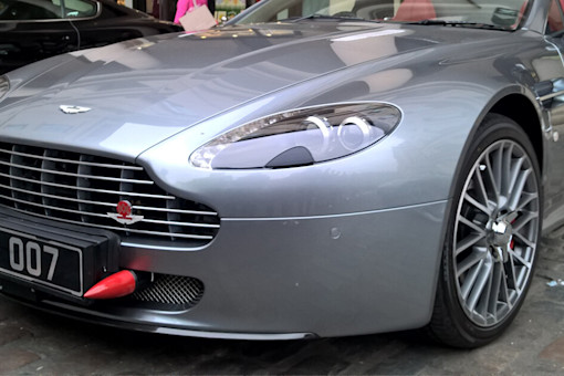 Aston Martin car at Bond in Motion exhibition