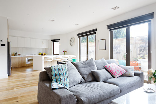 Clean open plan living room