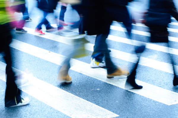 The multitude, people crossing street