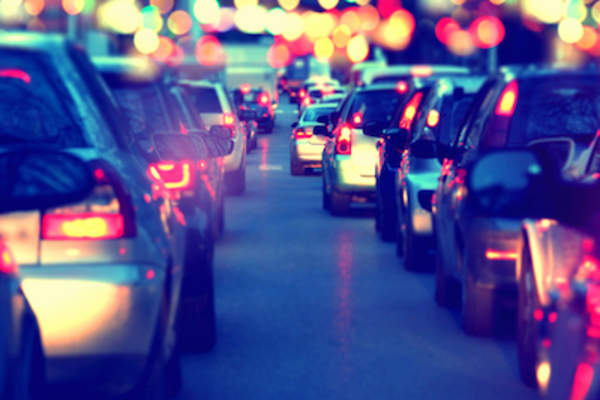 Early morning traffic jam