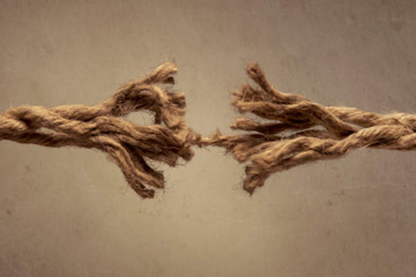 Fraying rope, stress concept.