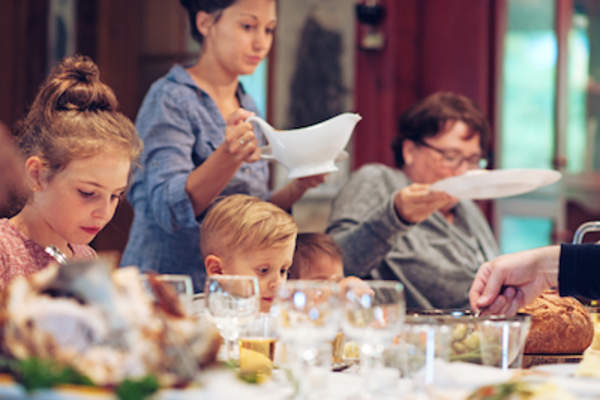 Family having holiday meal