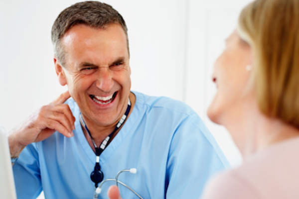 Doctor laughing