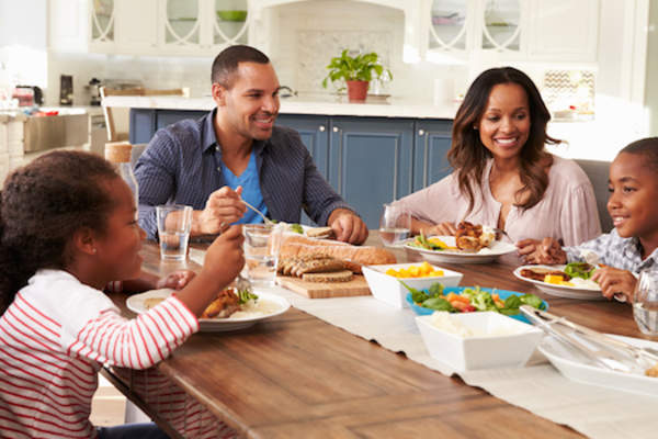 Parents setting example of healthy eating.
