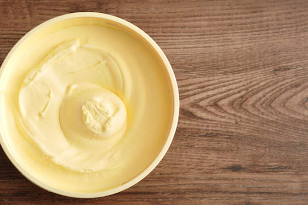 margarine tub on table