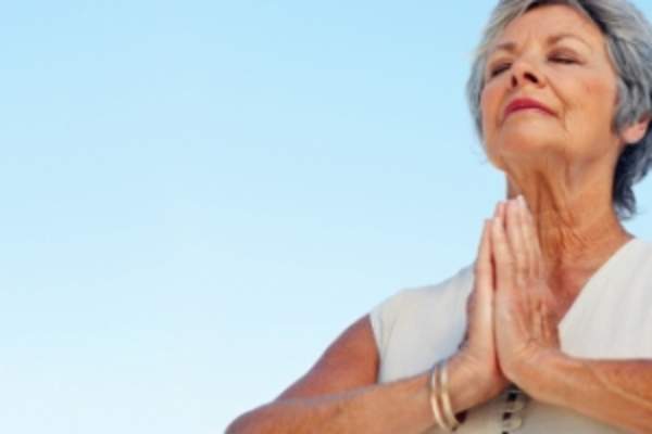 Senior woman doing yoga.