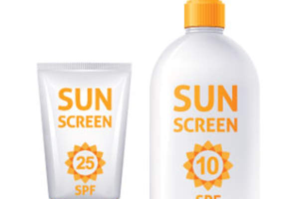 Generic sunscreen tube and bottle.
